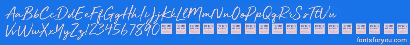 GoldenPlainsDemo Font – Pink Fonts on Blue Background