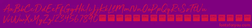 フォントGoldenPlainsDemo – 紫の背景に赤い文字