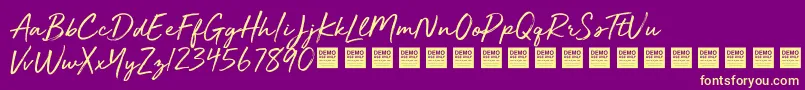 Fonte GoldenPlainsDemo – fontes amarelas em um fundo roxo