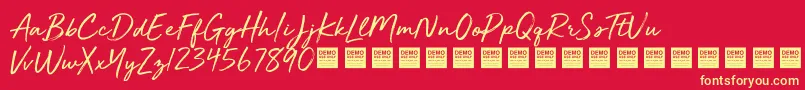 フォントGoldenPlainsDemo – 黄色の文字、赤い背景