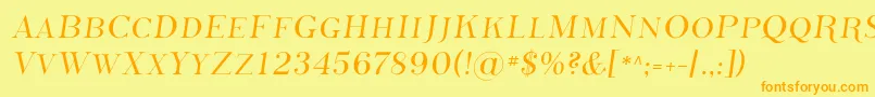 Phoss-Schriftart – Orangefarbene Schriften auf gelbem Hintergrund