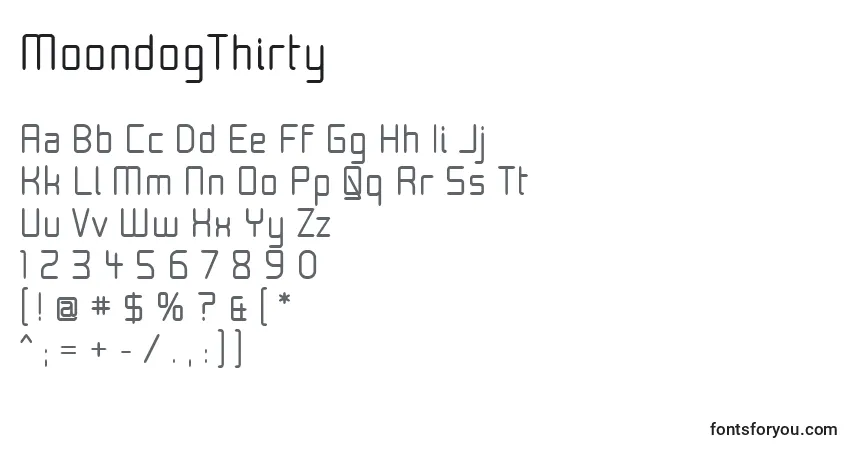 MoondogThirty Font – alphabet, numbers, special characters