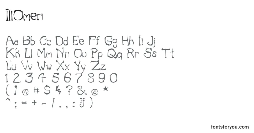 Fuente IllOmen - alfabeto, números, caracteres especiales
