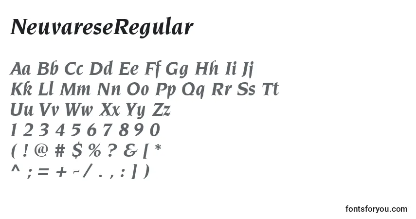 A fonte NeuvareseRegular – alfabeto, números, caracteres especiais