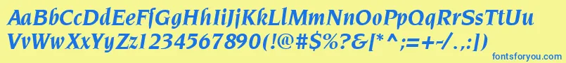Police NeuvareseRegular – polices bleues sur fond jaune