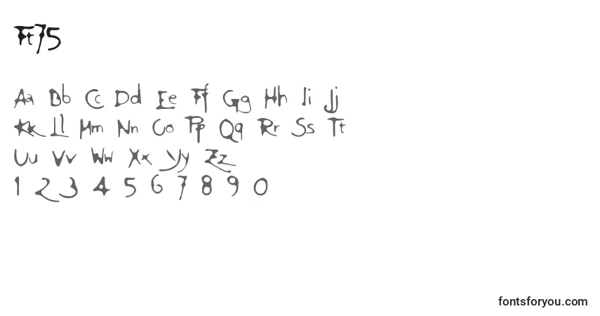 A fonte Ft75 – alfabeto, números, caracteres especiais