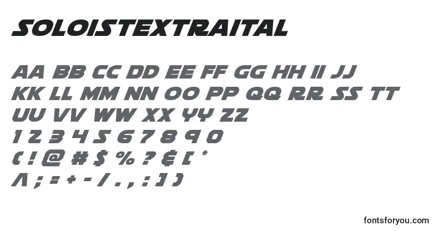 Schriftart Soloistextraital – Alphabet, Zahlen, spezielle Symbole