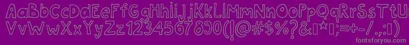 Fonte Tanaestelwhiteletter01Regular – fontes cinzas em um fundo violeta