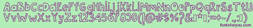 Tanaestelwhiteletter01Regular Font – Purple Fonts on Green Background