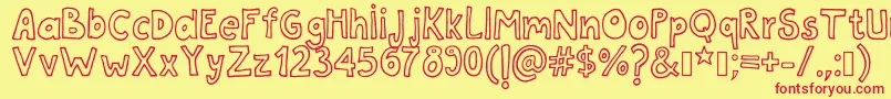 Tanaestelwhiteletter01Regular Font – Red Fonts on Yellow Background