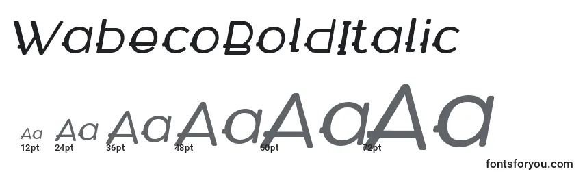 Размеры шрифта WabecoBoldItalic