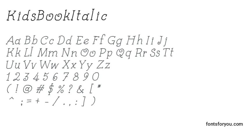 KidsBookItalic Font – alphabet, numbers, special characters