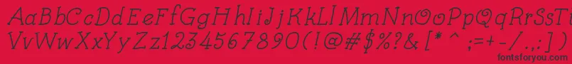 Fonte KidsBookItalic – fontes pretas em um fundo vermelho