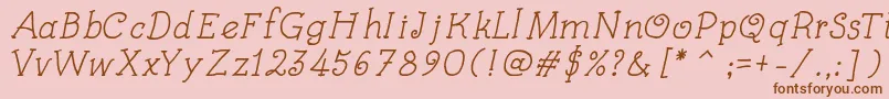 Fonte KidsBookItalic – fontes marrons em um fundo rosa