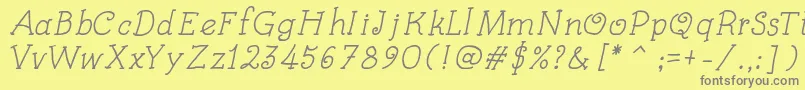 フォントKidsBookItalic – 黄色の背景に灰色の文字