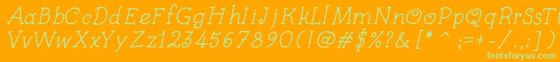 フォントKidsBookItalic – オレンジの背景に緑のフォント