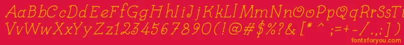 フォントKidsBookItalic – 赤い背景にオレンジの文字