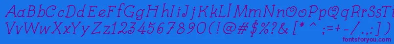 フォントKidsBookItalic – 紫色のフォント、青い背景