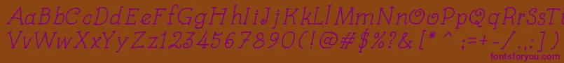 KidsBookItalic Font – Purple Fonts on Brown Background