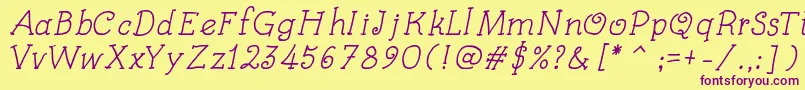 KidsBookItalic Font – Purple Fonts on Yellow Background