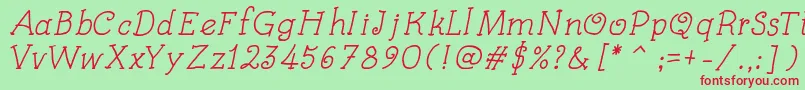 KidsBookItalic Font – Red Fonts on Green Background