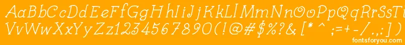 KidsBookItalic-fontti – valkoiset fontit oranssilla taustalla