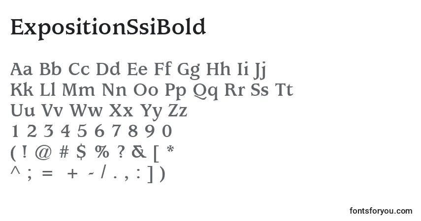 A fonte ExpositionSsiBold – alfabeto, números, caracteres especiais