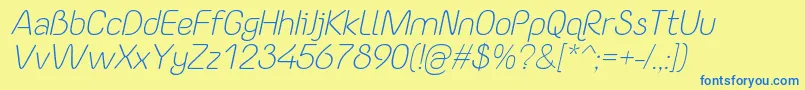 YaahowuLightItalic Font – Blue Fonts on Yellow Background