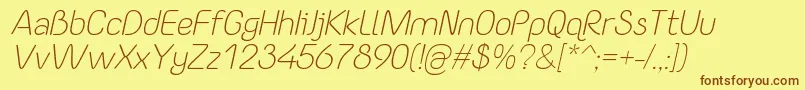 YaahowuLightItalic Font – Brown Fonts on Yellow Background