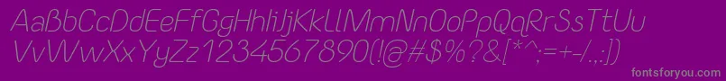 フォントYaahowuLightItalic – 紫の背景に灰色の文字