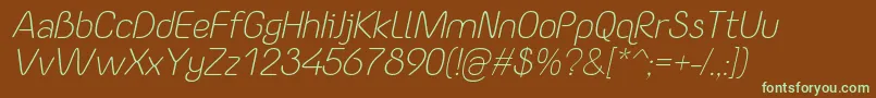 YaahowuLightItalic Font – Green Fonts on Brown Background