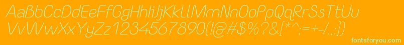 Weitere Informationen zur YaahowuLightItalic-Schriftart YaahowuLightItalic-Schriftart – Grüne Schriften auf orangefarbenem Hintergrund