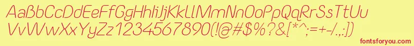 YaahowuLightItalic Font – Red Fonts on Yellow Background