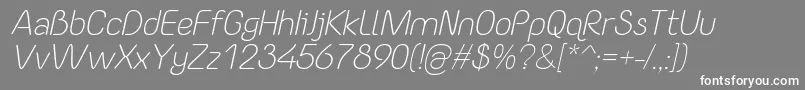 Шрифт YaahowuLightItalic – белые шрифты на сером фоне
