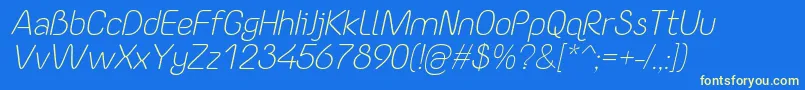 YaahowuLightItalic Font – Yellow Fonts on Blue Background