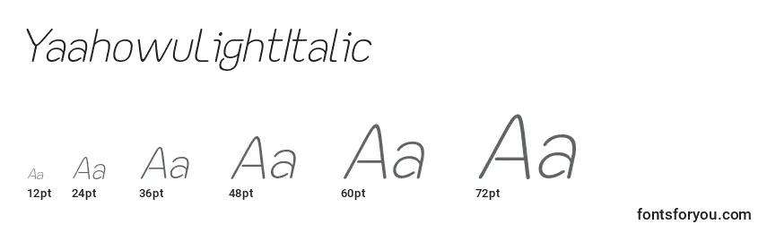 YaahowuLightItalic Font Sizes