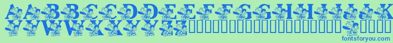LmsPebblesAndBamBam Font – Blue Fonts on Green Background