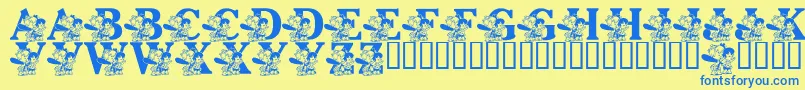 LmsPebblesAndBamBam Font – Blue Fonts on Yellow Background
