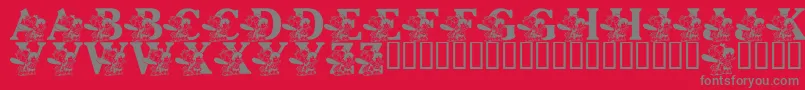 LmsPebblesAndBamBam-Schriftart – Graue Schriften auf rotem Hintergrund