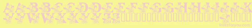 LmsPebblesAndBamBam Font – Pink Fonts on Yellow Background