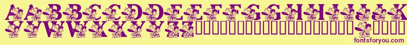 LmsPebblesAndBamBam Font – Purple Fonts on Yellow Background
