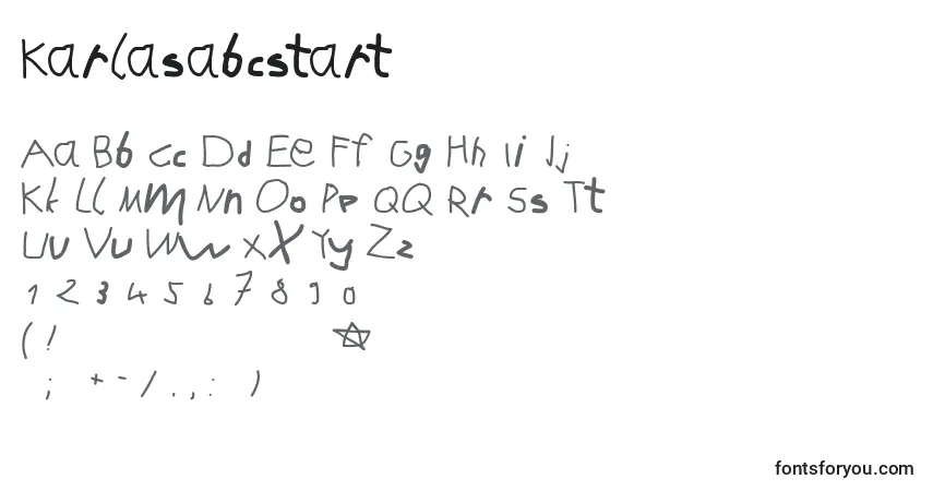 A fonte Karlasabcstart – alfabeto, números, caracteres especiais