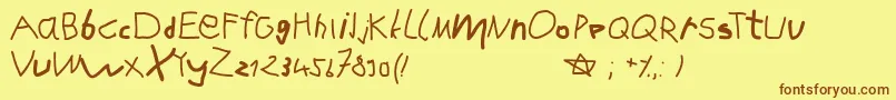 Karlasabcstart Font – Brown Fonts on Yellow Background