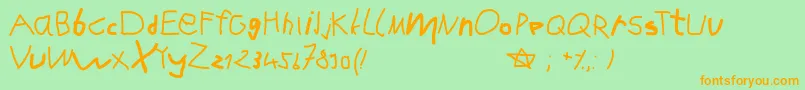 Karlasabcstart Font – Orange Fonts on Green Background