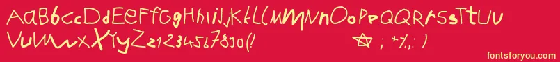 Karlasabcstart Font – Yellow Fonts on Red Background