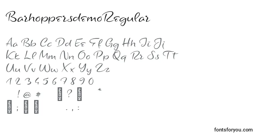 Fuente BarhoppersdemoRegular - alfabeto, números, caracteres especiales