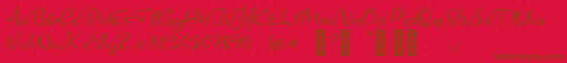 BarhoppersdemoRegular-Schriftart – Braune Schriften auf rotem Hintergrund