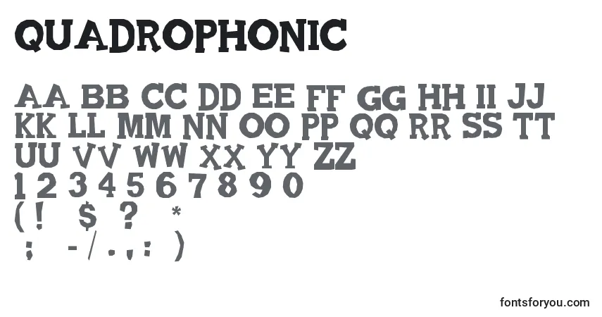 Quadrophonic font – alphabet, numbers, special characters