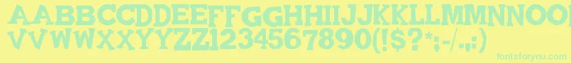 Czcionka Quadrophonic – zielone czcionki na żółtym tle