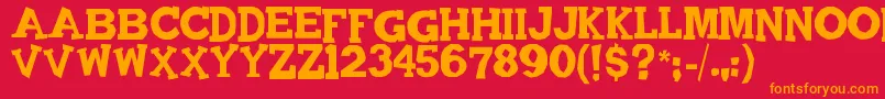 フォントQuadrophonic – 赤い背景にオレンジの文字